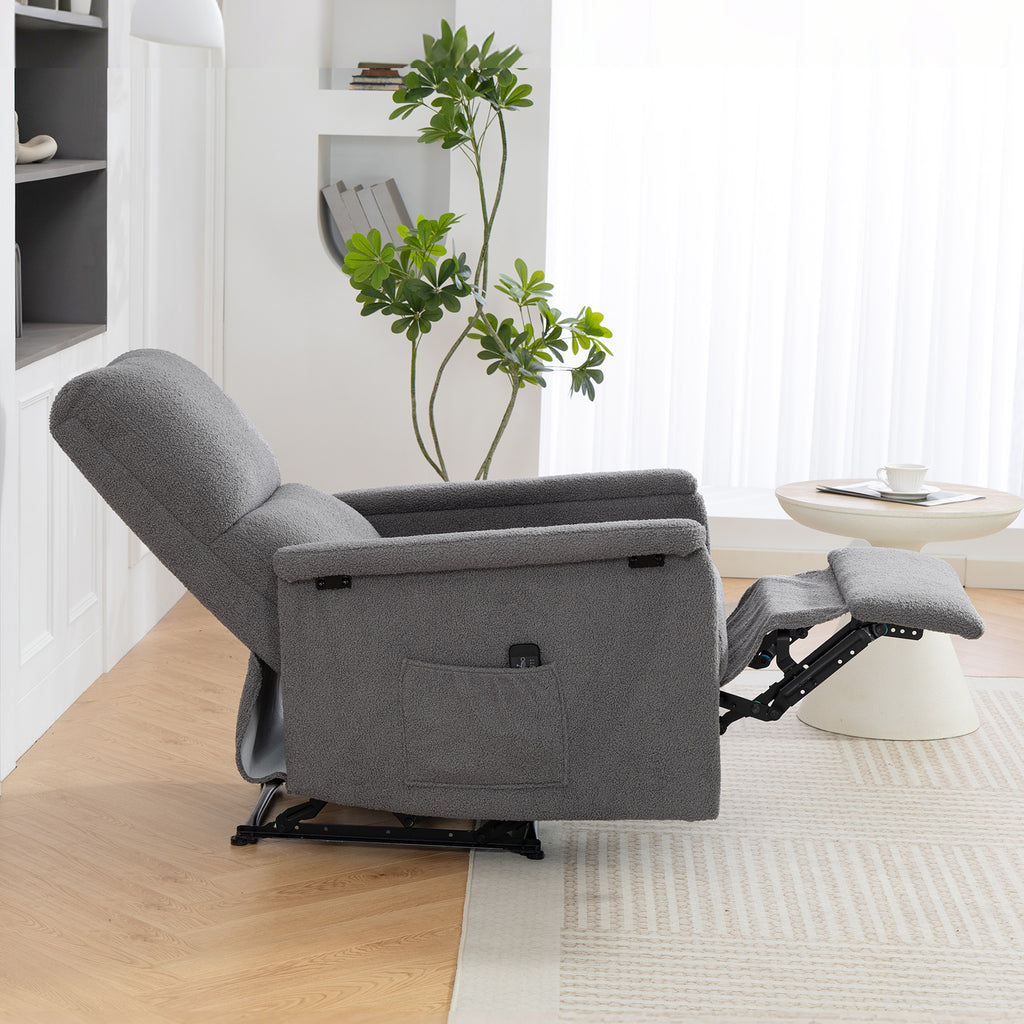 Fauteuil de massage inclinable, fauteuil de relaxation, dossier réglable, large assise, repose-pied, 69x84x99cm, gris-7