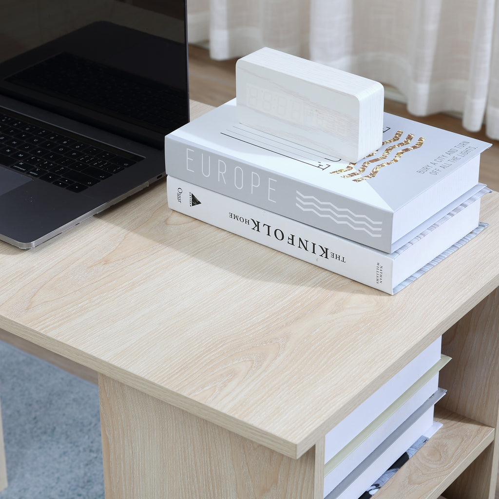 Bureau 120 x 50 cm avec étagères et tiroirs, pour petit espace, bureau à domicile, chambre à coucher, couleur bois-6