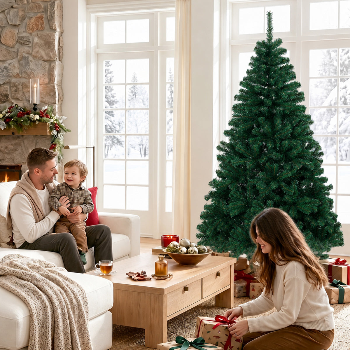 Albero di Natale artificiale 180 cm con 700 punte e base pieghevole