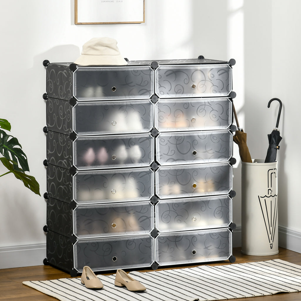 Armoire meuble à chaussures modulable 94L x 37l x 108H cm 12 cubes rectangulaires capacité 24 paires de chaussures-9