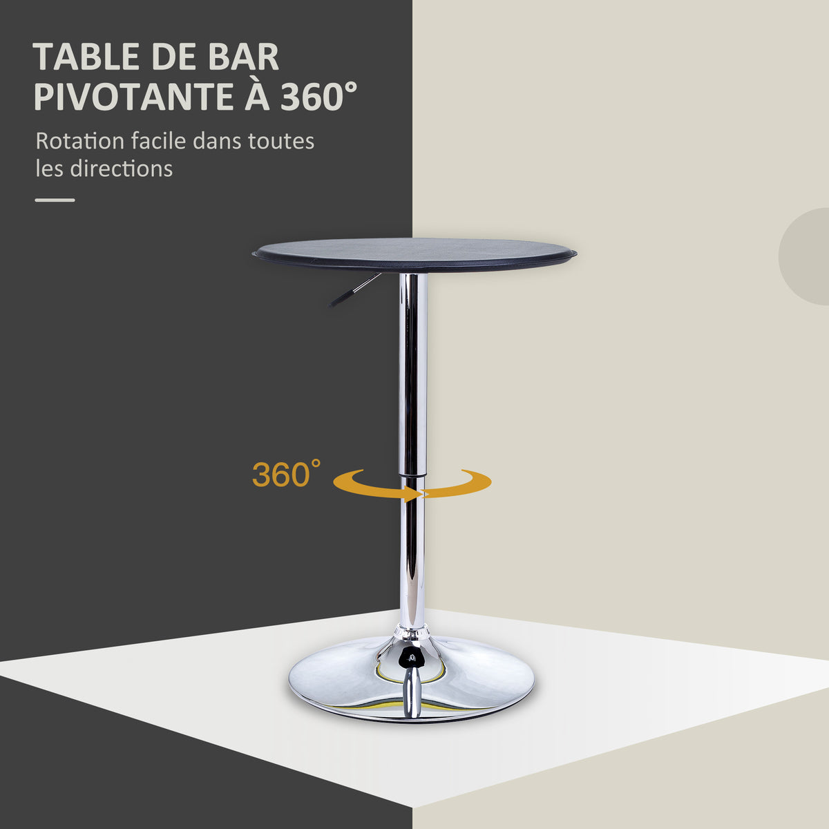 Table de Bar Table Bistro Mange-debout Chic Style Contemporain Hauteur réglable 67-93 cm Ø 63 cm Plateau-4