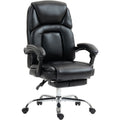 Chaise Bureau Ergonomique, Fauteuil de Bureau Inclinable, Assise rembourrée en PU, Hauteur Réglable, Noir-0