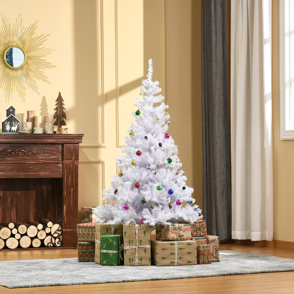 Albero di Natale bianco 150 cm con 680 rami e 48 addobbi inclusi