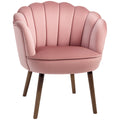 Fauteuil Coquillage Fauteuil de Salon Chambre avec Dossier et Coussin Aspect Velours Pieds en Bois hévéa 66L x-0