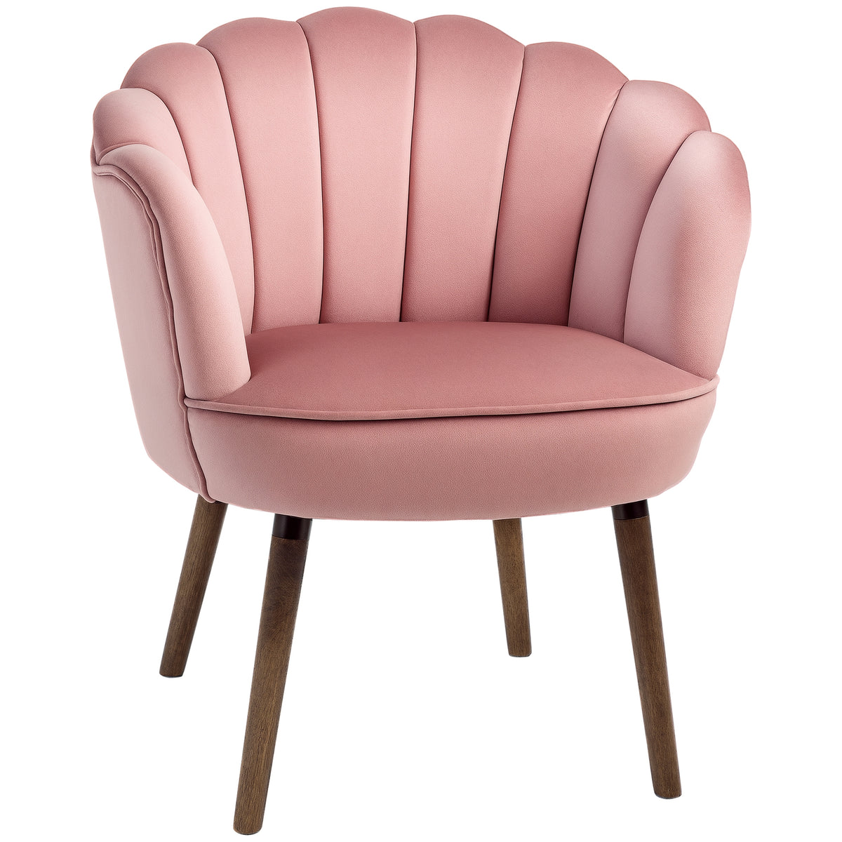 Fauteuil Coquillage Fauteuil de Salon Chambre avec Dossier et Coussin Aspect Velours Pieds en Bois hévéa 66L x-0
