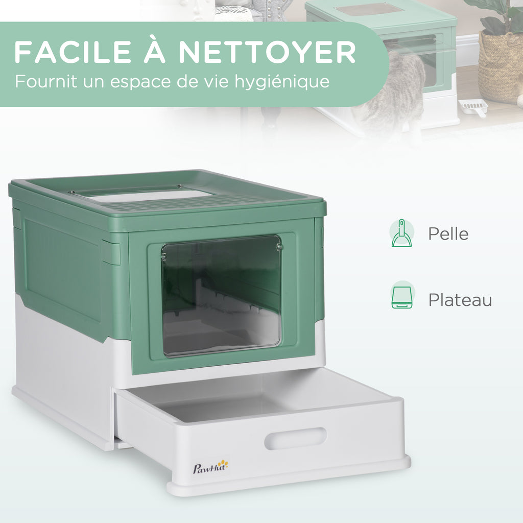 Lot de 2 maisons de toilette pour chat pliable double porte battante et supérieure pelle fourni 47,5 x 35,5 x 36,7 cm-3