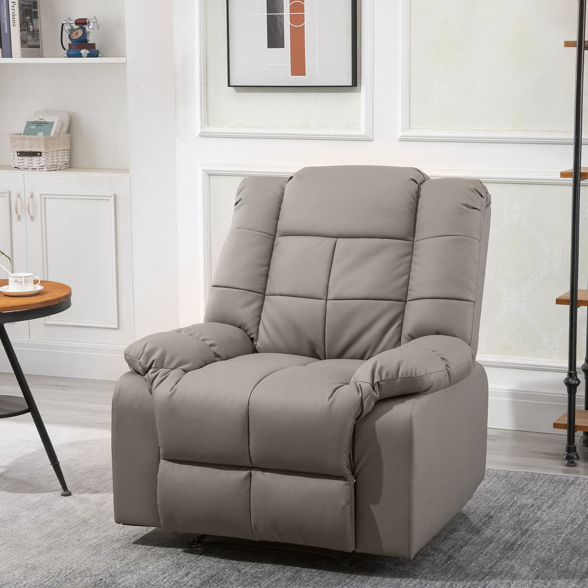 Fauteuil de massage fauteuil de relaxation massant avec dossier inclinable manuellement et repose-pied fauteuil TV revêtement synthétique télécommande incluse gris-1
