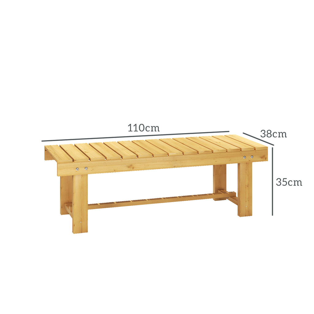 Banc de Jardin 2 Places Style Rural Chic Assise à Lattes dim. 110L x 38l x 35H cm Bois de Sapin pré-huilé-2
