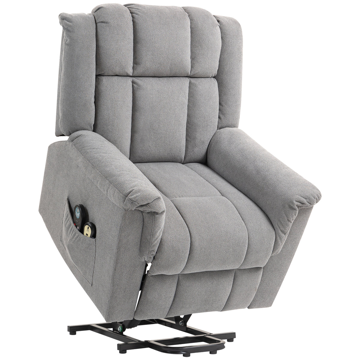 Fauteuil releveur électrique avec fonction massage et chauffage, fauteuil relax électrique dossier inclinable gris foncé-0