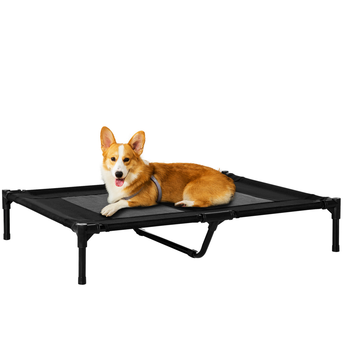 Lit sur pieds lit pour chien chat lit de camp lit surélevé animaux grand confort tissu Oxford textilène micro-perforé métal 92L x 76l x 18H cm noir-0