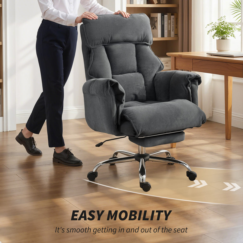 Chaise Bureau Ergonomique, Fauteuil de Bureau Inclinable, Hauteur Réglable, Appui-tête, Dossier Haut, Gris Foncé-7