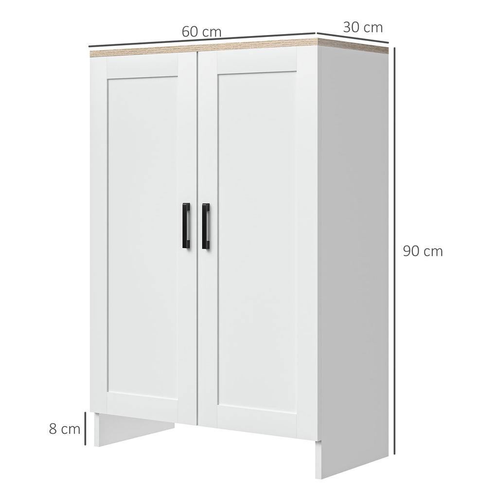 Buffet meuble cuisine rangement avec placard à portes et étagères réglables, 60 x 30 x 90 cm, blanc-6