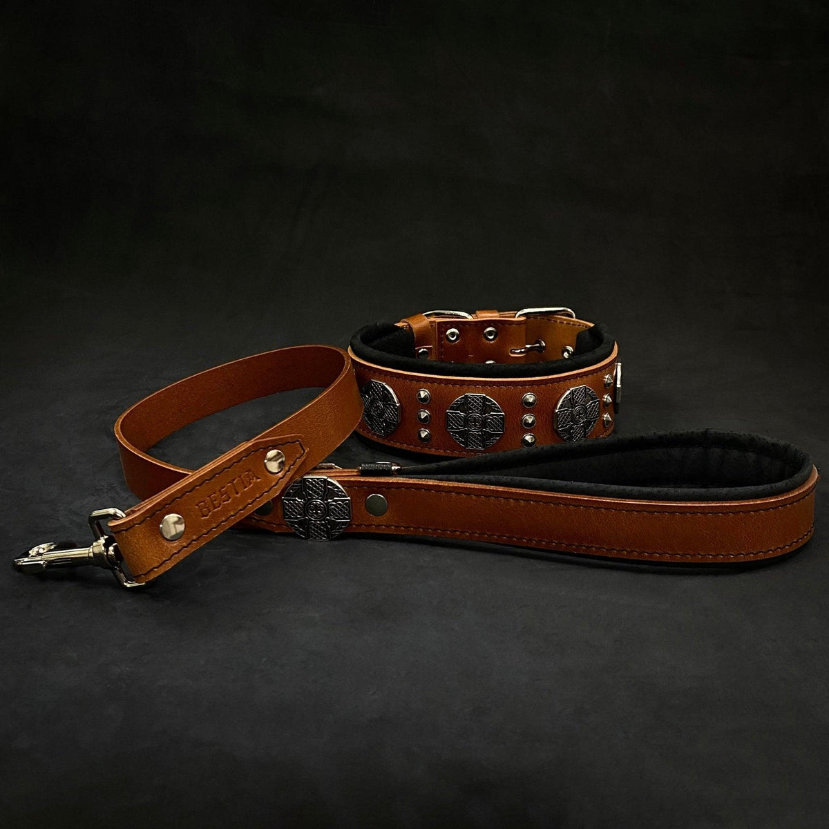 The "Maximus" collar 2.5 inch wide black & silver-2
