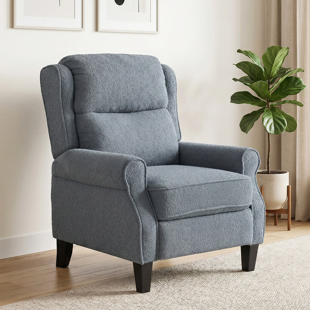 Fauteuil relax inclinable en polaire Teddy, fauteuil de relaxation avec repose-pieds extensible, assise rembourrée, gris-1