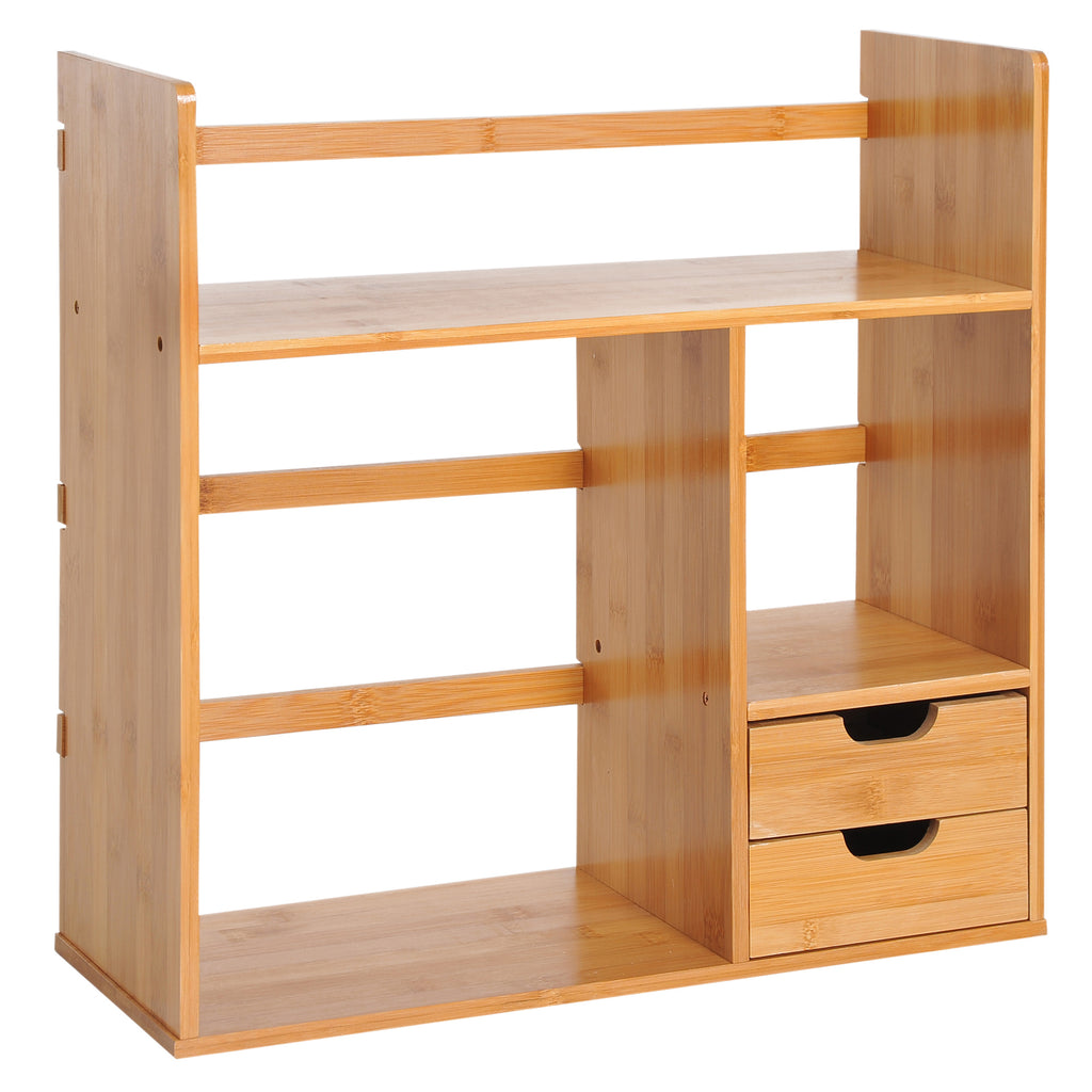 Étagère Livre Bureau Bibliothèque Stockage Organisateur Bureau Cuisine Salle de Bain Bois de Bambou Naturel-0