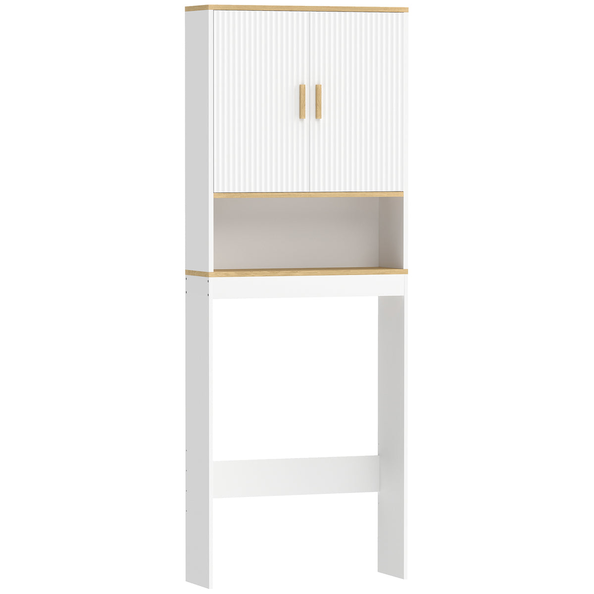 Meuble WC rangement au-dessus des toilettes 3 niveaux étagère de toilettes avec étagères réglables, 64x20x170,5cm, blanc-0