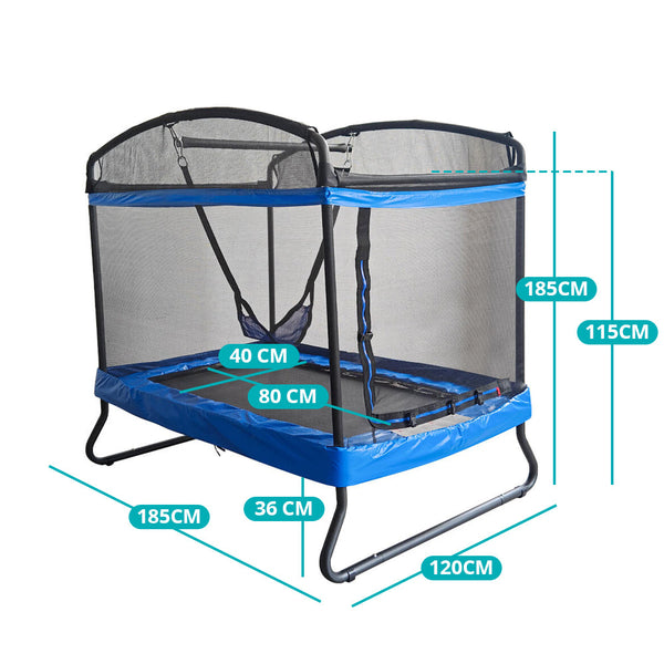 Trampolino per bambini con altalena e rete di protezione