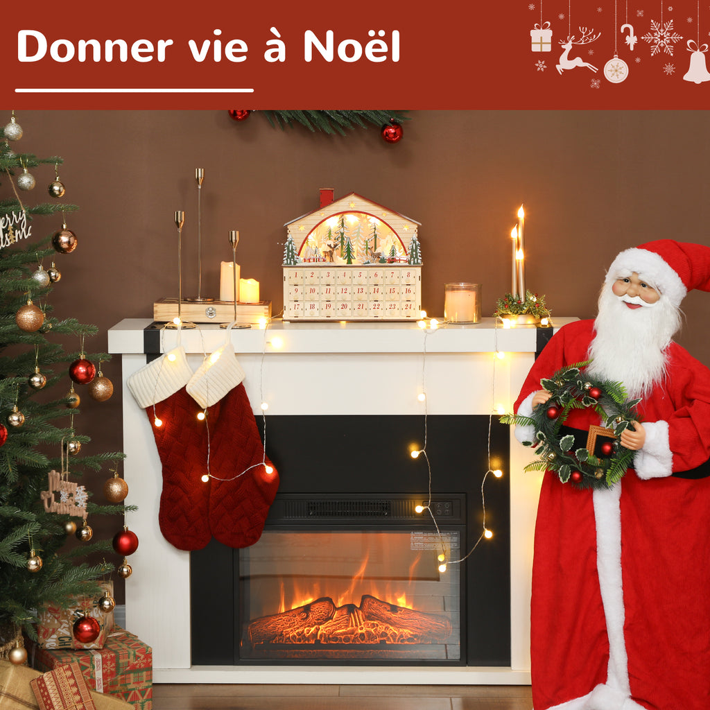 Calendario dell’Avvento di Natale con villaggio in legno, 24 cassetti e 15 LED