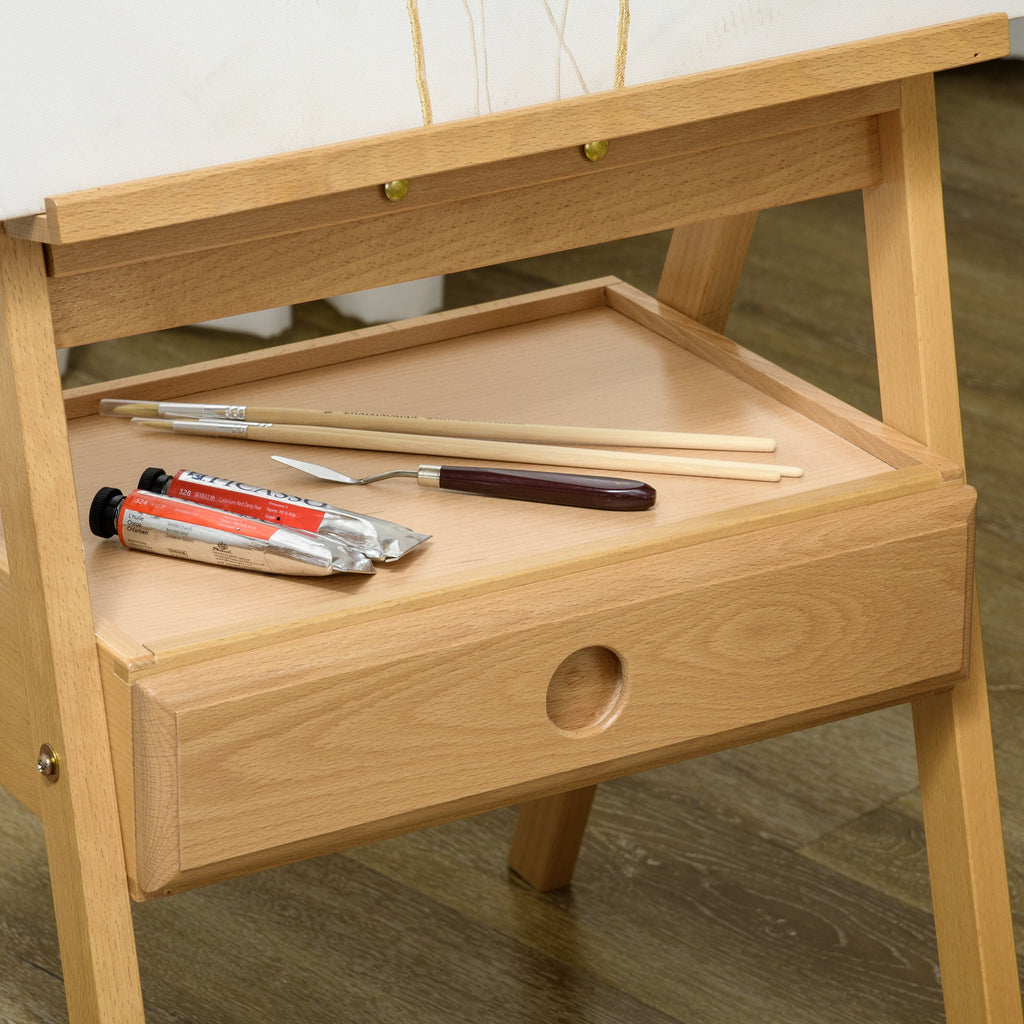 Chevalet en bois sur pied chevalet d'artiste avec tiroir intégré hauteur réglable jusqu'à 92 cm coloris naturel-7