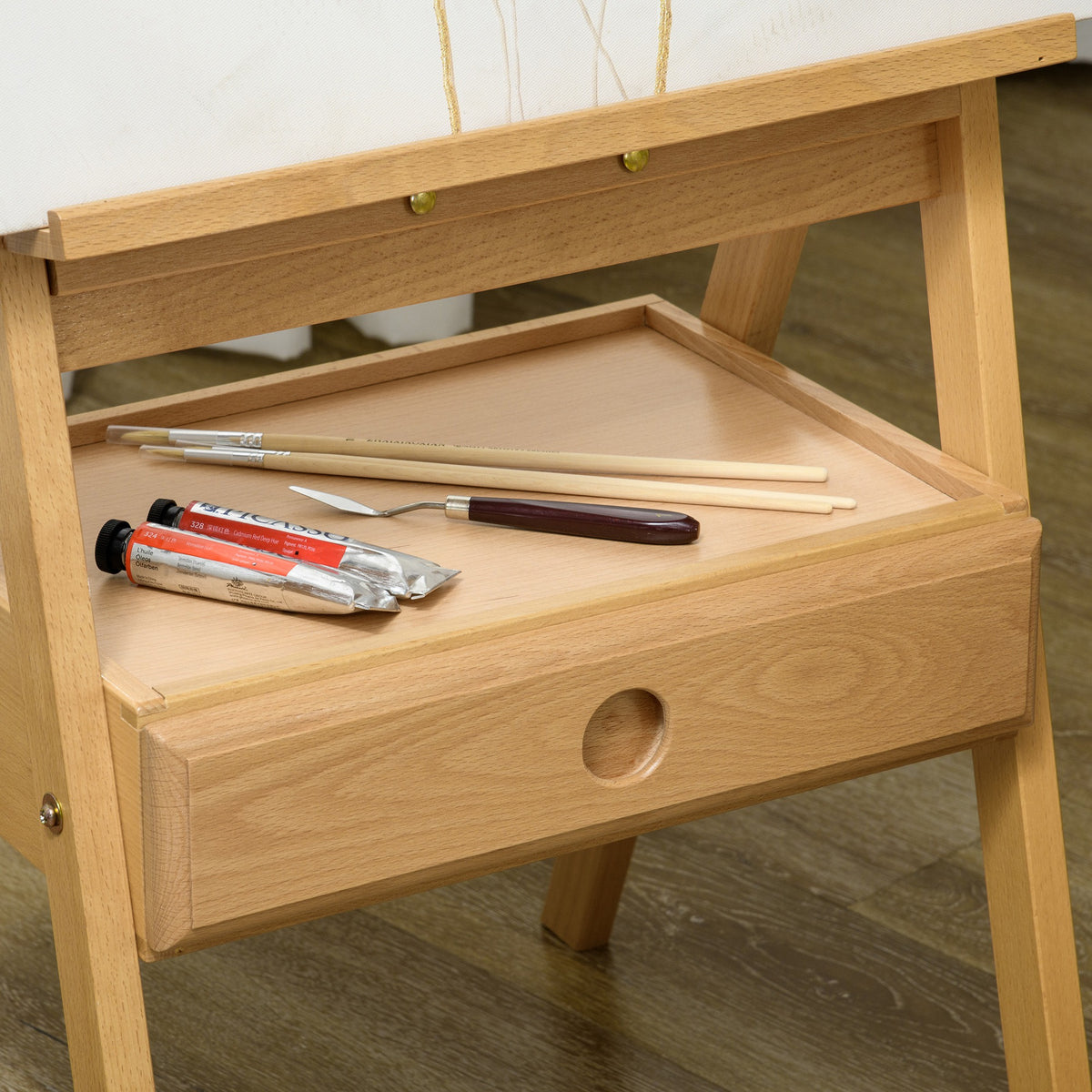 Chevalet en bois sur pied chevalet d'artiste avec tiroir intégré hauteur réglable jusqu'à 92 cm coloris naturel-7