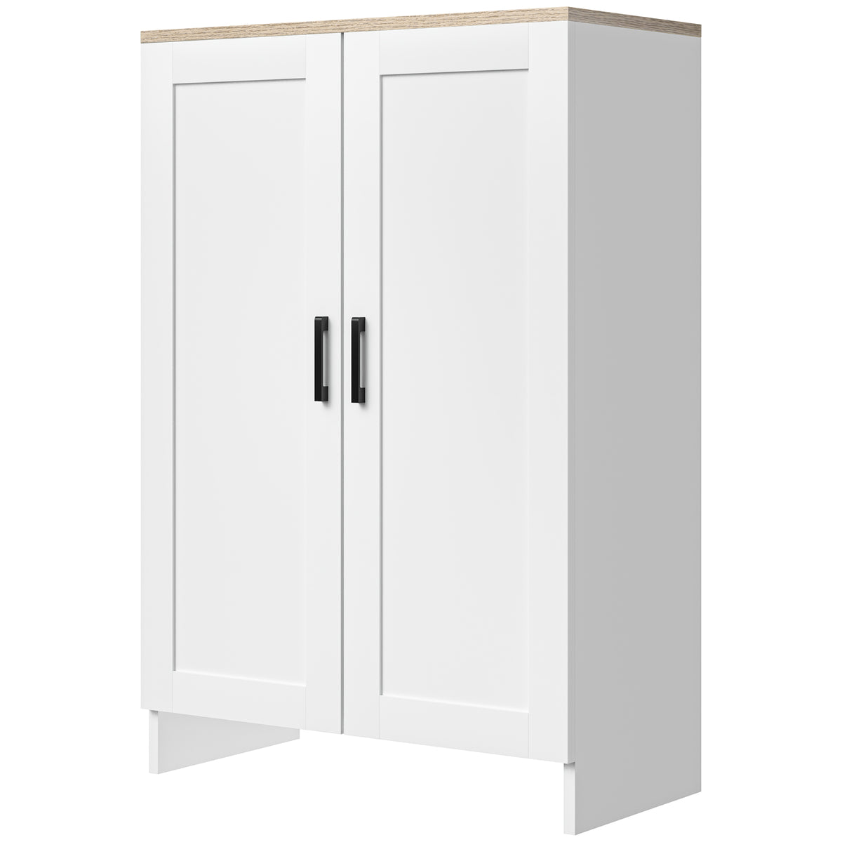 Buffet meuble cuisine rangement avec placard à portes et étagères réglables, 60 x 30 x 90 cm, blanc-3