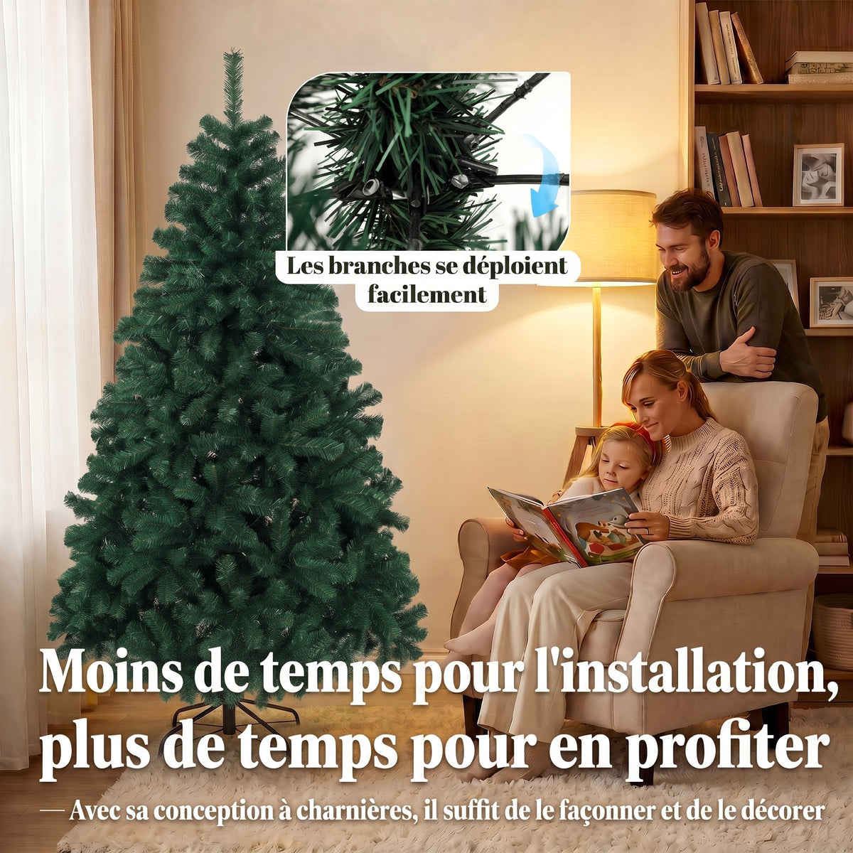 Albero di Natale artificiale 180 cm con 700 punte e base pieghevole