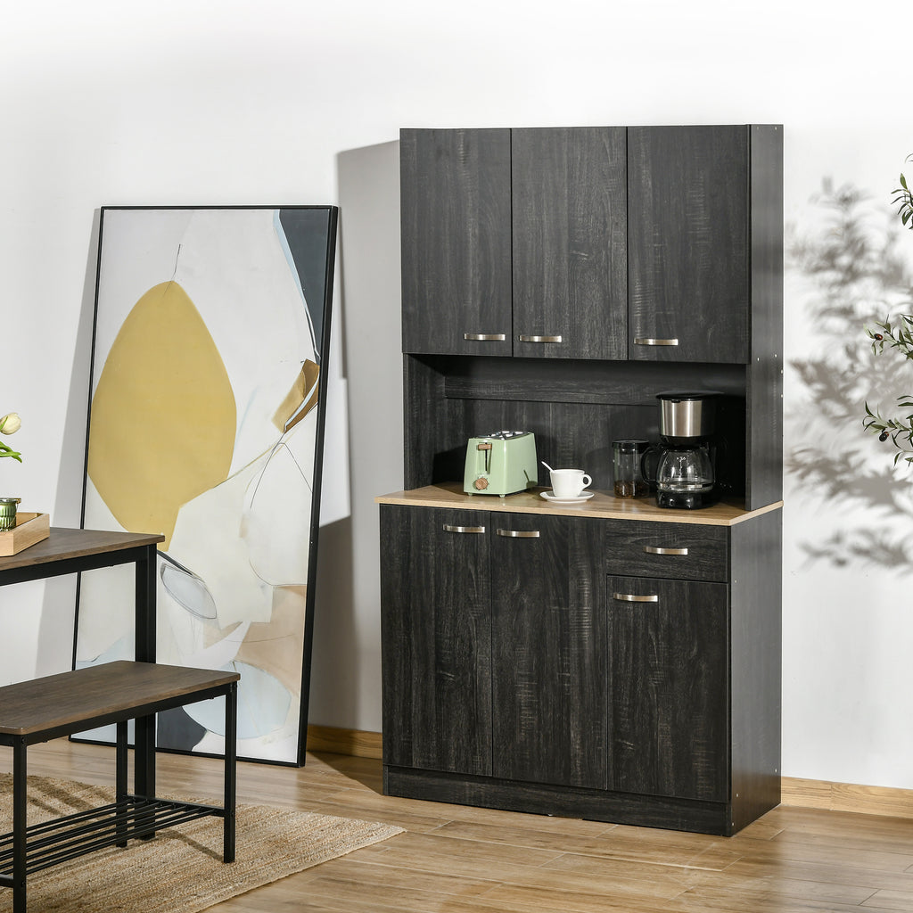 Buffet de cuisine armoire de cuisine contemporaine multi-rangements 6 portes 1 tiroir + grand plateau-9