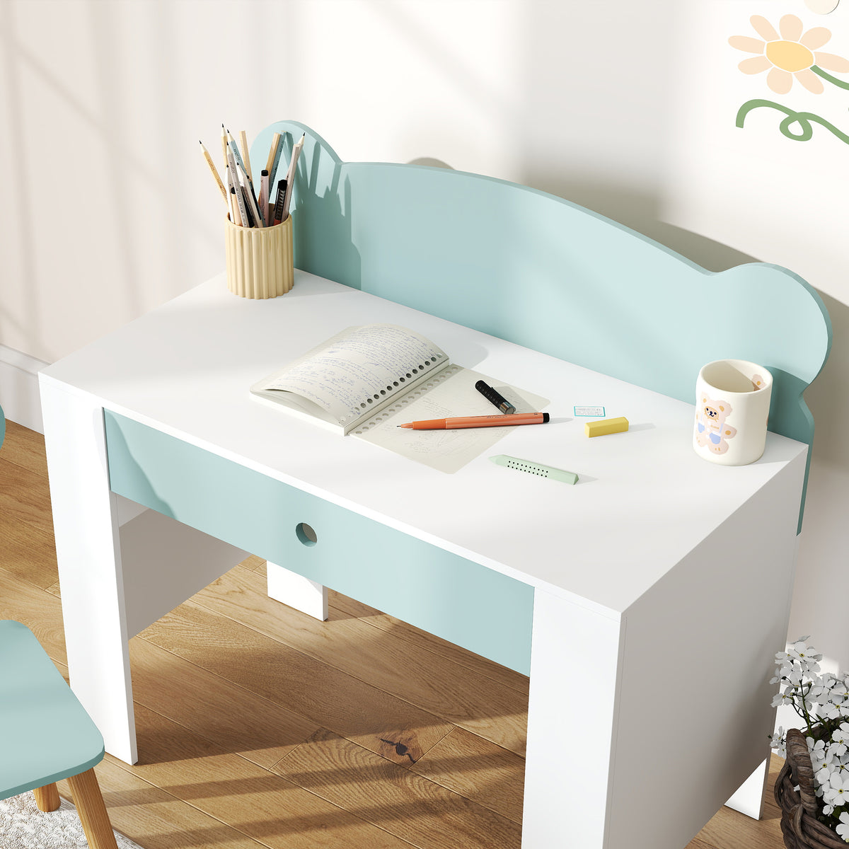 Bureau enfant avec chaise, table enfant et chaise avec tiroir et large plateau, 80 x 41 x 74,5 cm, vert-8