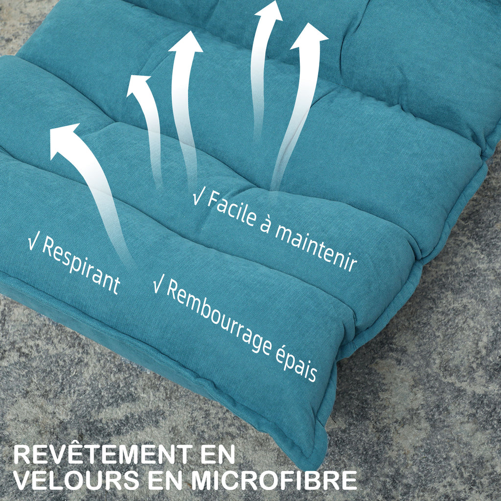 Fauteuil de sol paresseux fauteuil relax fauteuil salon design capitonné inclinaison dossier réglable pivotant 360°-5