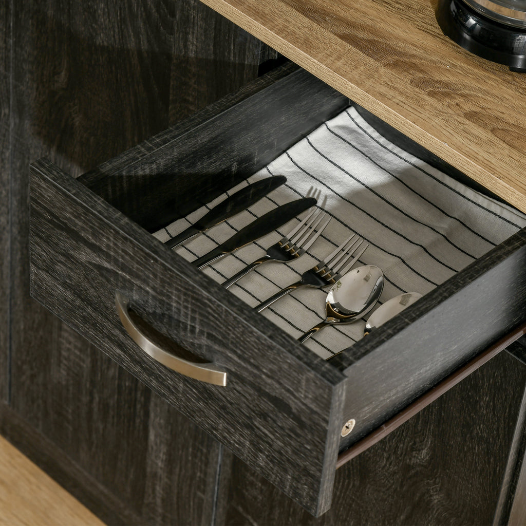Buffet de cuisine armoire de cuisine contemporaine multi-rangements 6 portes 1 tiroir + grand plateau-8