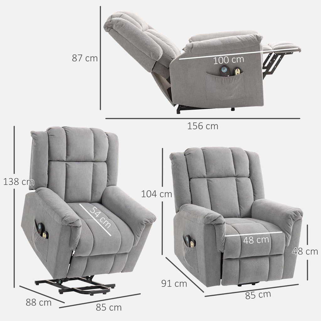 Fauteuil releveur électrique avec fonction massage et chauffage, fauteuil relax électrique dossier inclinable gris foncé-2