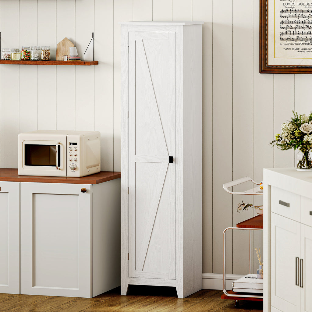 Armoire de Rangement buffet cuisine avec 2 étagères réglables- Hauteur 170 cm en Bois Blanc-9