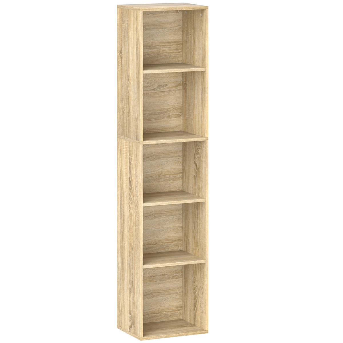 Bibliothèque étagère de rangement 5 niveaux avec étagères réglables pour salon, chambre, bureau, 30x24x133,5cm, naturel-0