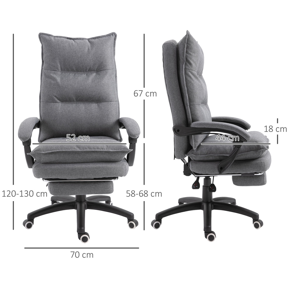Fauteuil de bureau massant ergonomique, chaise de bureau avec dossier inclinable, hauteur réglable-2