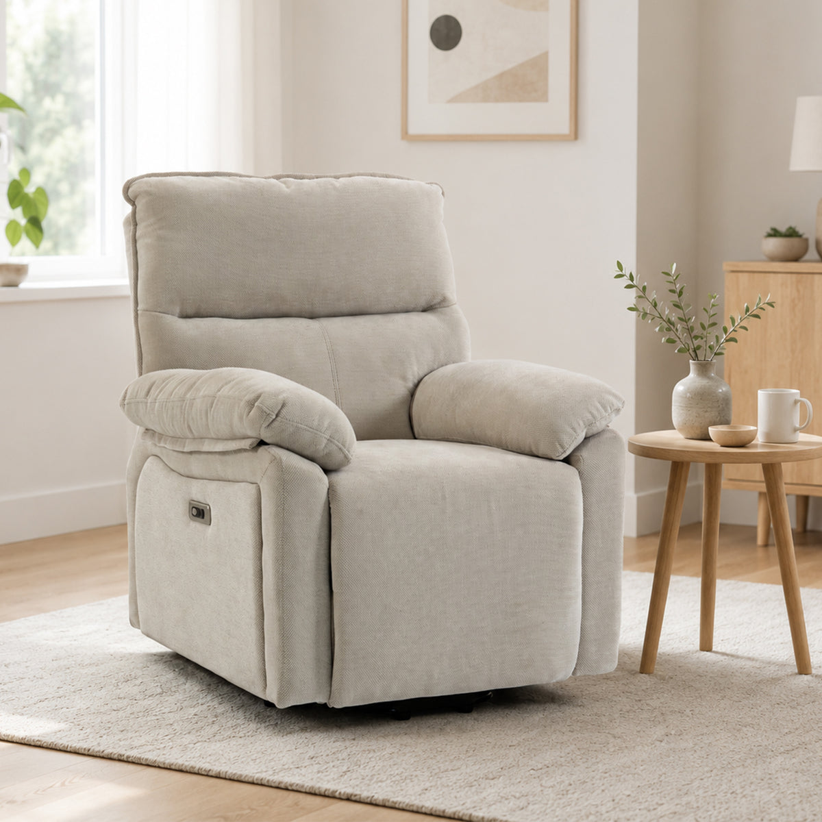 Fauteuil Releveur Électrique Massage et Chaleur Fauteuil Relax Électrique Chenille Ports USB Dossier Inclinable Crème-9