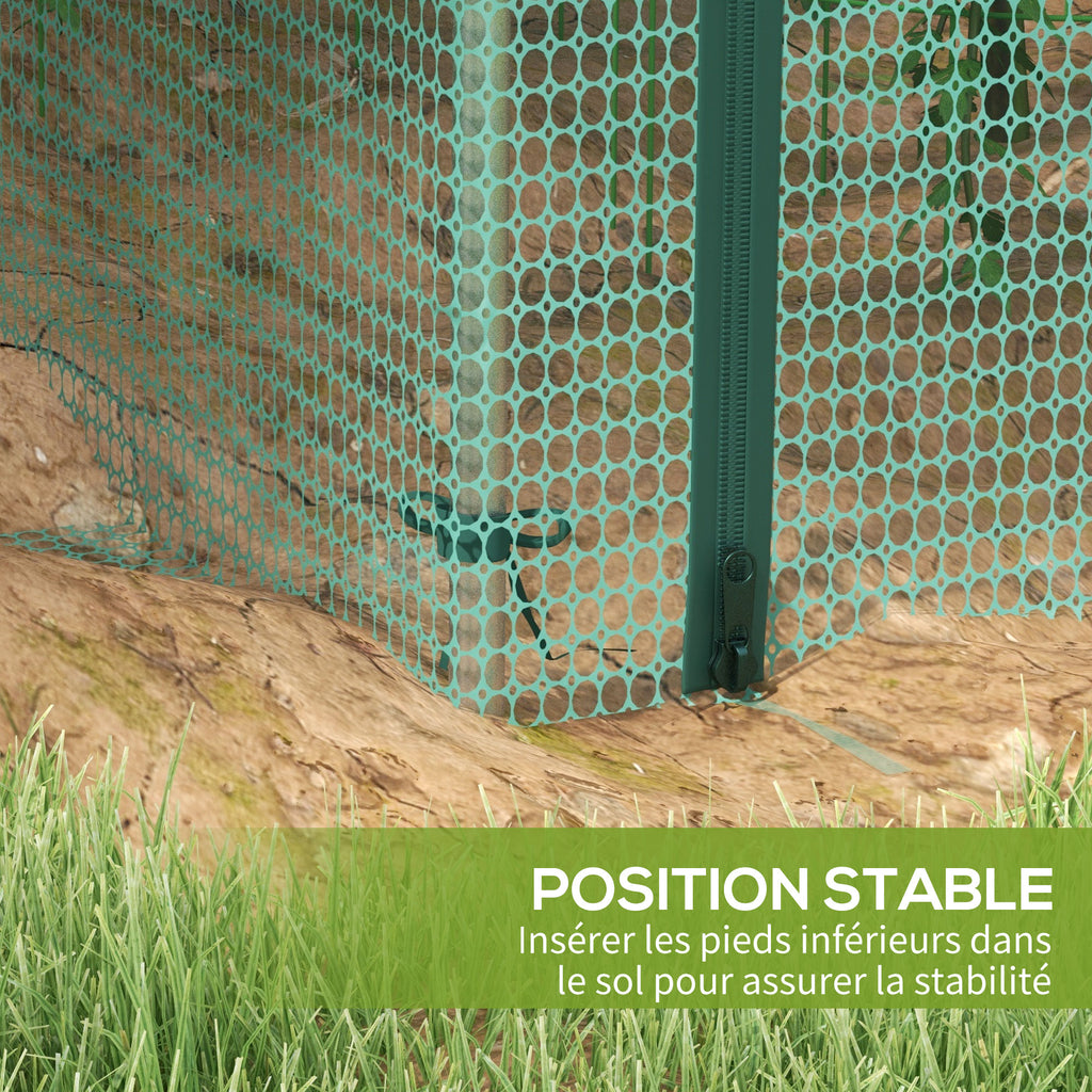 Serre de jardin serre à tomates filet protection porte zippée enroulable HDPE, dim. 125L x 248l x 62,5H cm-6