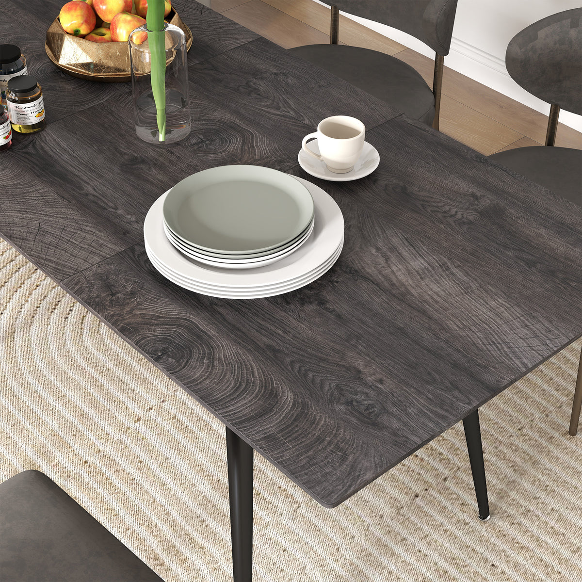 Table à manger pliante table extensible 120-160 cm jusqu'à 6 à 8 personnes avec pieds en acier, gris-8