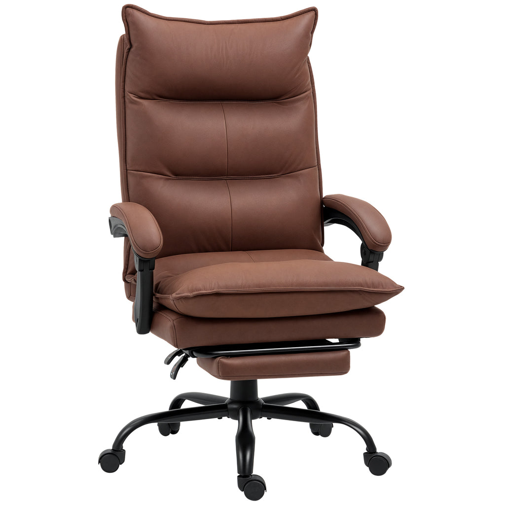 Fauteuil de bureau massant et chauffant, chaise de bureau, hauteur réglable, dossier inclinable, 66x74x121,5cm marron-0