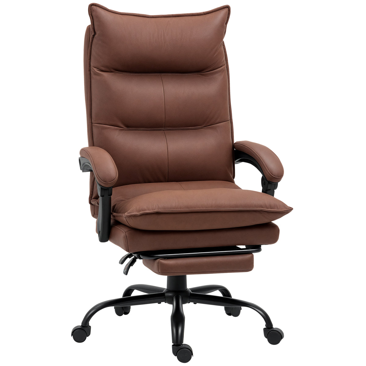 Fauteuil de bureau massant et chauffant, chaise de bureau, hauteur réglable, dossier inclinable, 66x74x121,5cm marron-0