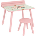 Ensemble table et chaise enfant table pour enfant avec chaise avec porte-livres motifs d'ours pour enfants 3-8 ans rose-0