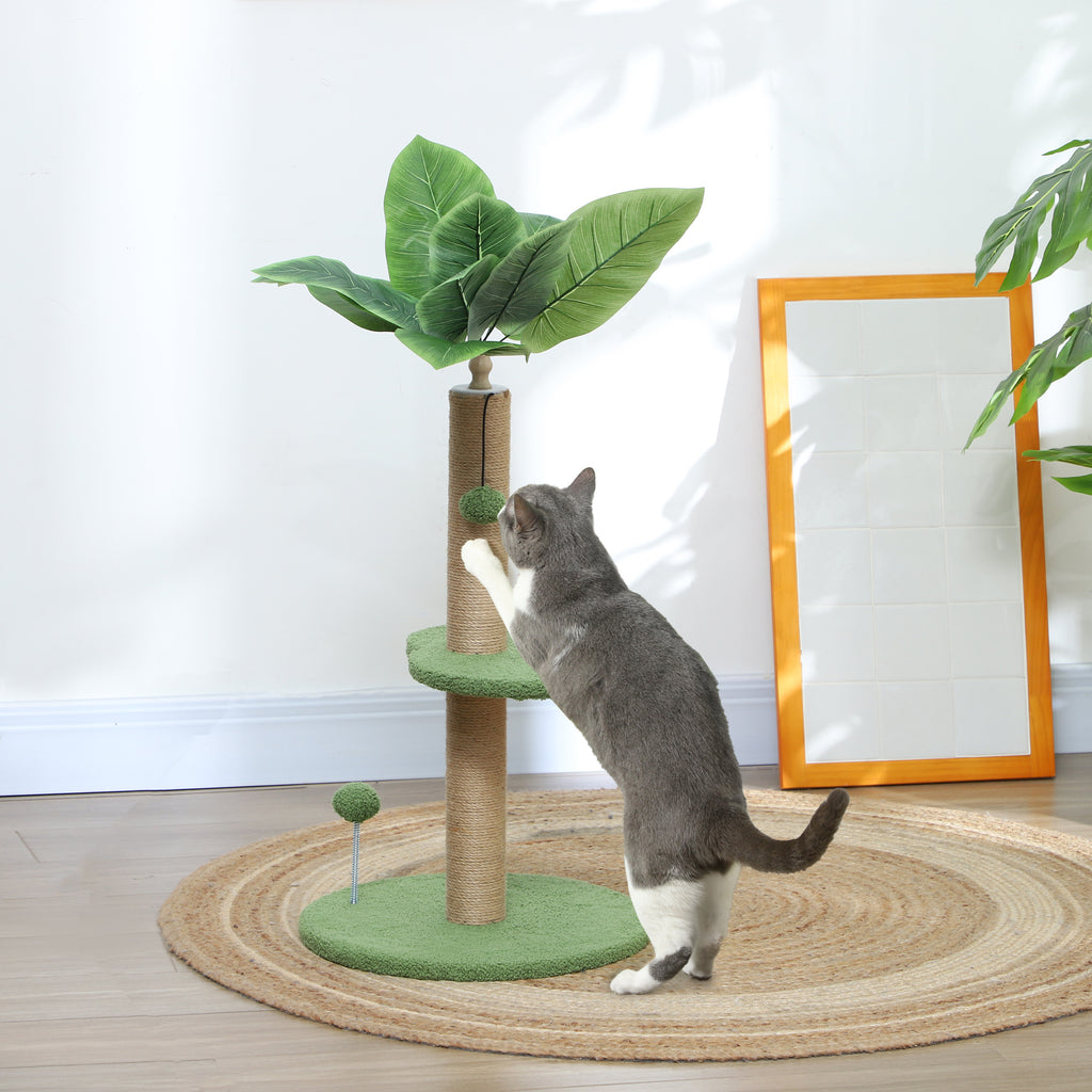 Tiragraffi per gatti a forma di albero, 83 cm, verde