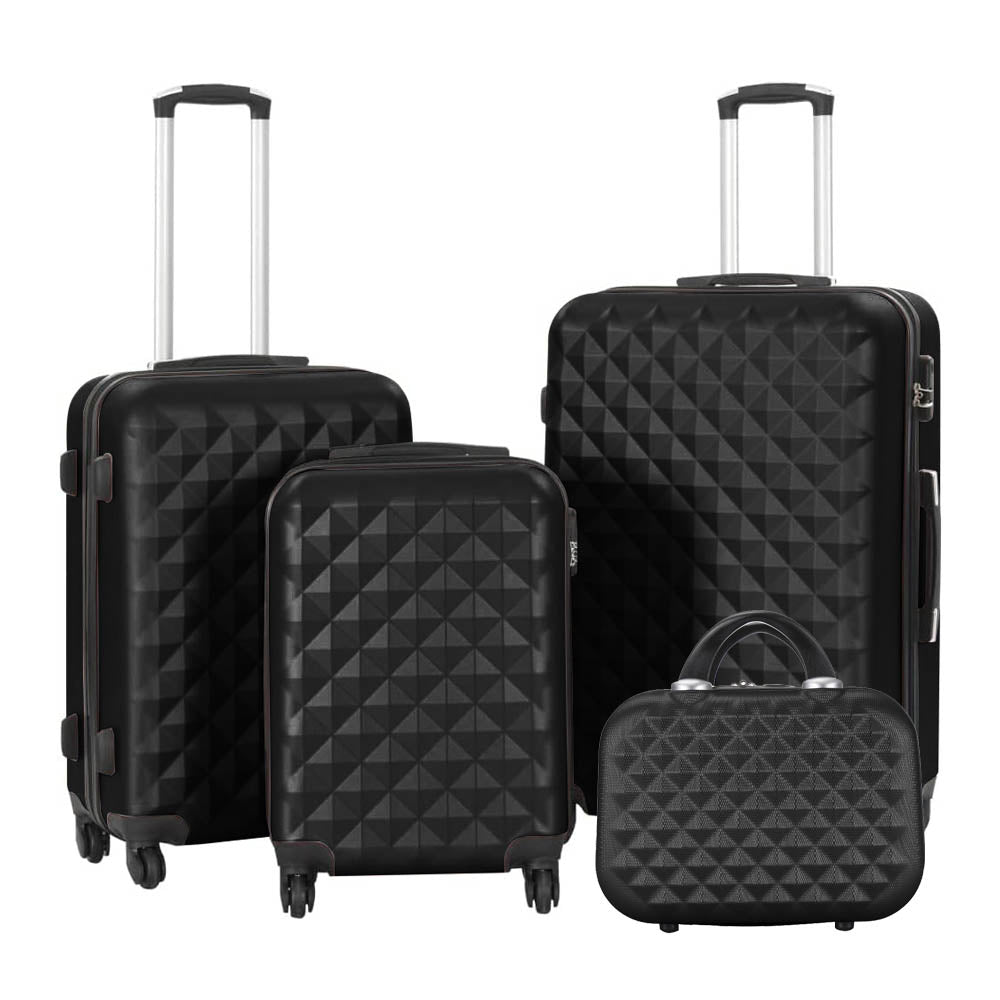 Set di valigie rigide nere con beauty case