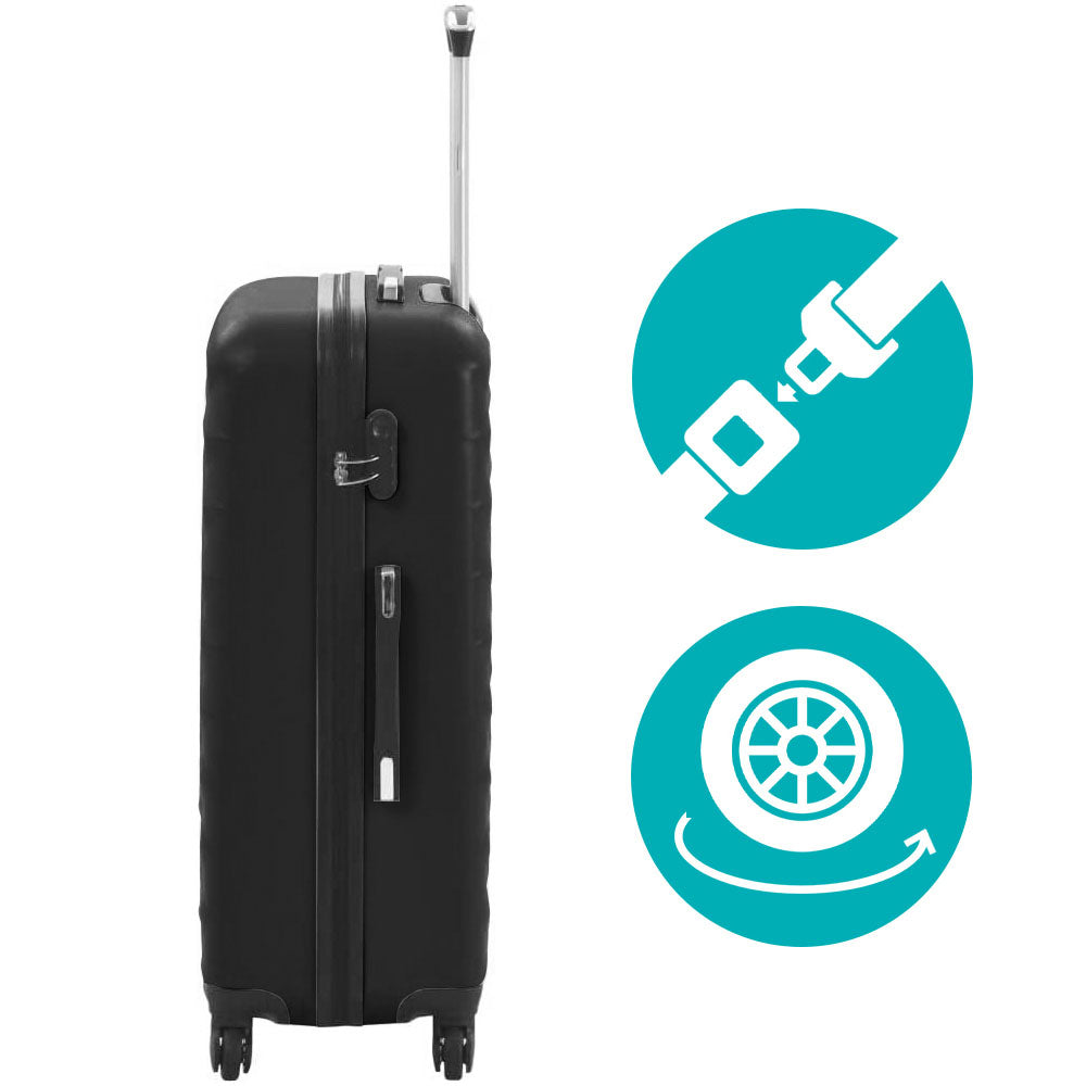 Set di valigie rigide nere con beauty case