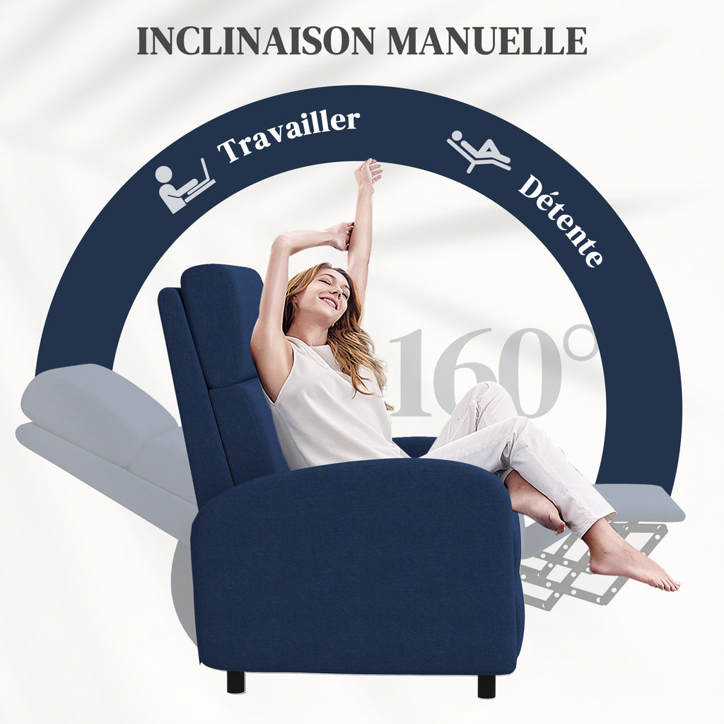 Fauteuil relax fauteuil inclinable salon fauteuil de relaxation - dossier réglable jusqu'à 160° repose-pieds intégré-3