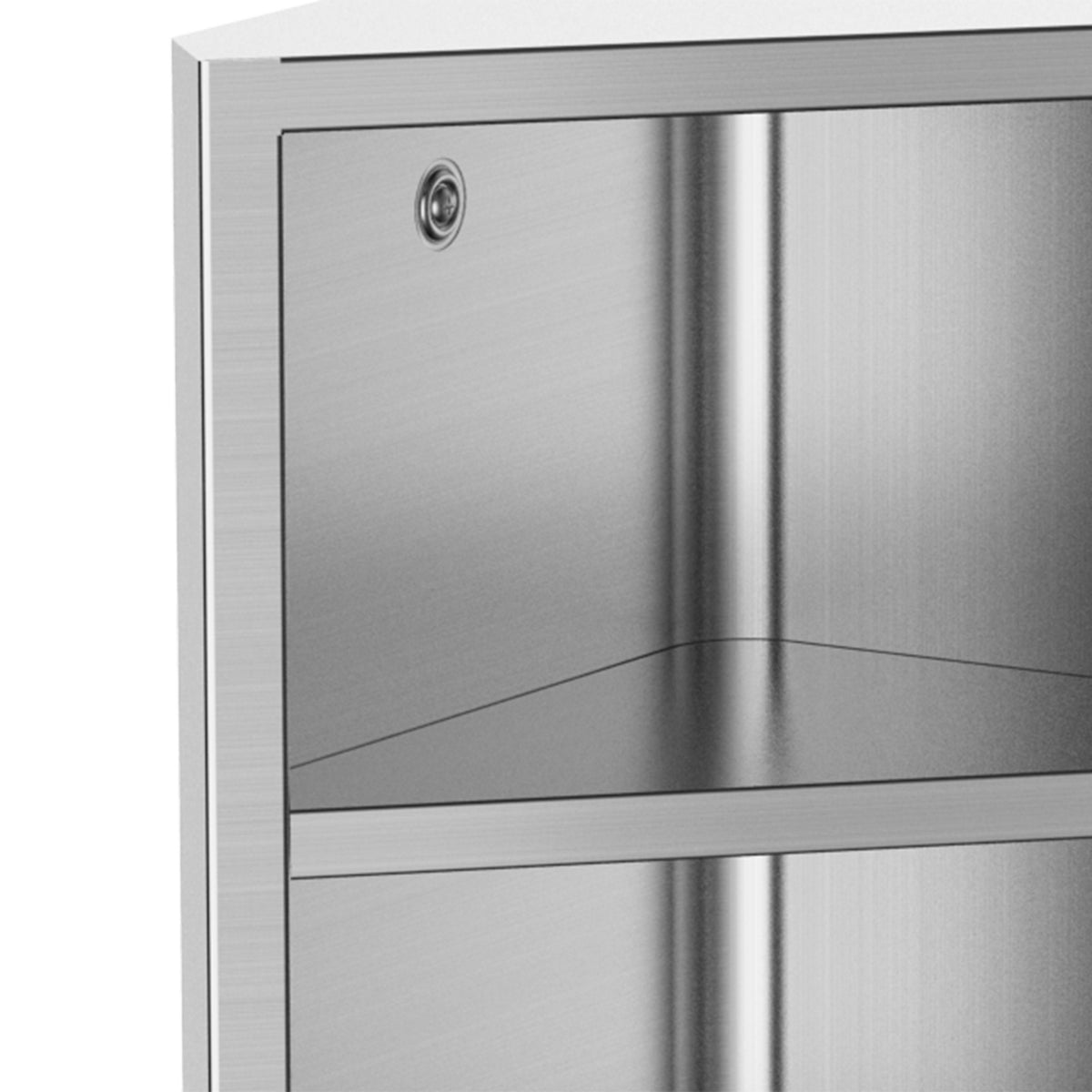 Armoire Miroir Salle de Bain Armoire de Toilette Murale Meuble d'angle 2 étagères dim. 30L x 18,4l x 60H cm Acier INOX.-6