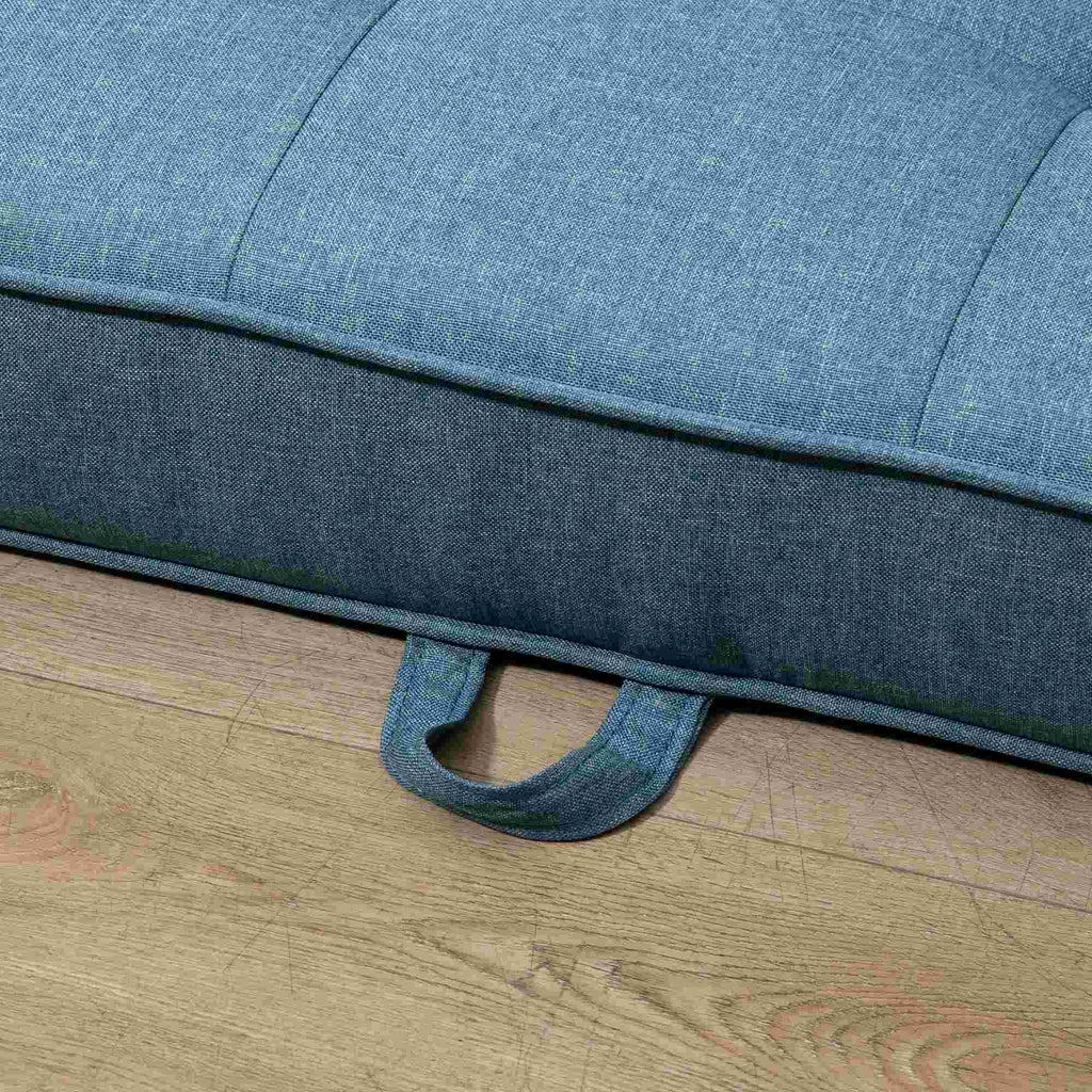 Canapé droit convertible 2 places - dossier capitonné - 147,5 x 75 x 85 cm - bleu-7