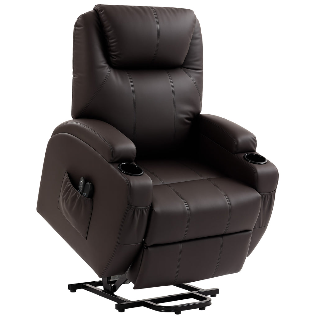 Fauteuil releveur électrique, fauteuil relax électrique, repose-pied, dossier inclinable, port USB, 83x95x107cm, marron-0
