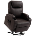 Fauteuil releveur électrique, fauteuil relax électrique, repose-pied, dossier inclinable, port USB, 83x95x107cm, marron-0