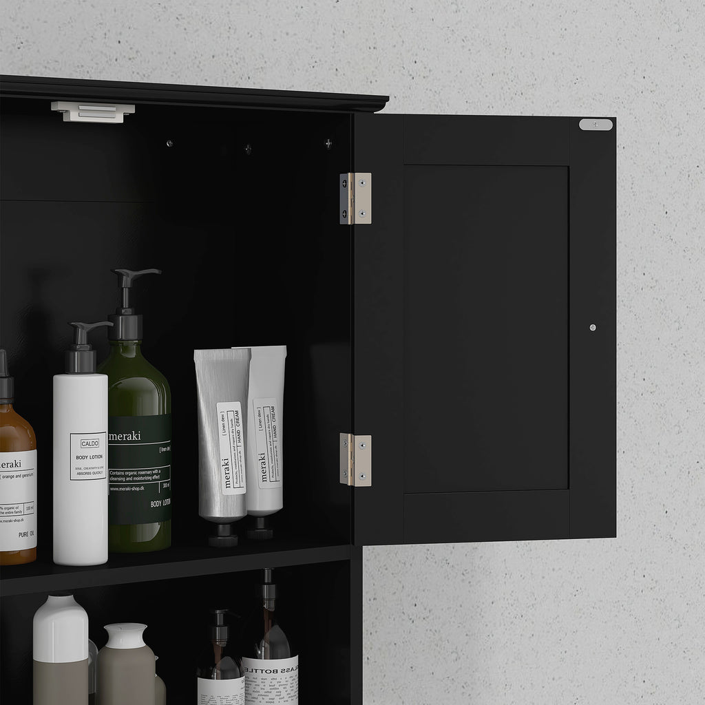 Armoire murale de salle de bain, armoire de toilette, avec portes, étagère, 2 tiroirs, 50,8l x 17,8P x 66H cm, noir-7
