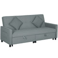 Canapé convertible 3 places canapé-lit clic-clac réversible avec dossier réglable et coussins, 196 x 90 x 89 cm, gris-0